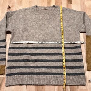 Mystree Gray and Brown Striped Crewneck Sweater